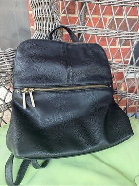 Market & Spruce Black Backpack with Brass Zipper Accents